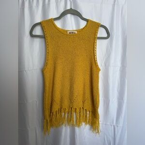 Pepin Mustard Fringe Knit Tank Top Size Small